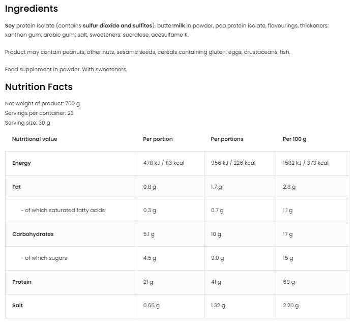 Protein Shake | με Soy Isolate &amp; Pea Isolate 700 γρ