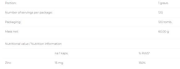 Zinc 15 mg - 120 capsule