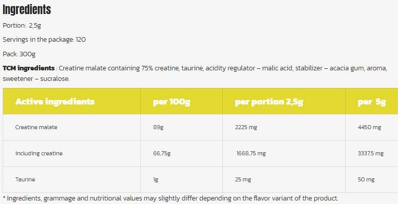 TCM Powder | Tri Creatine Malate - 300 грама