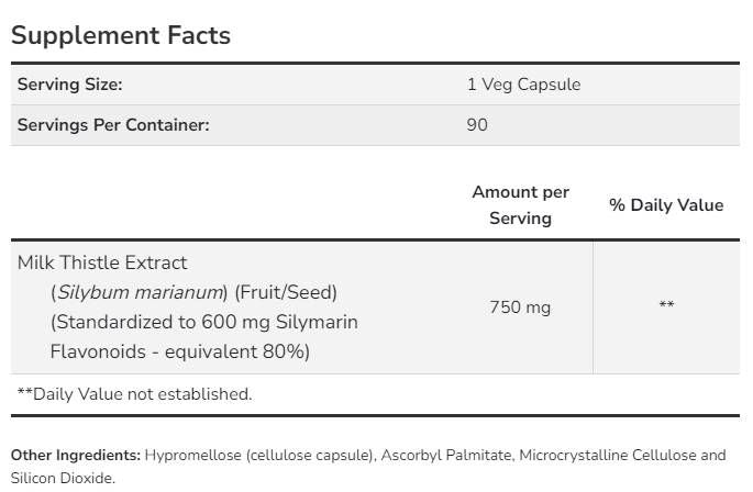 Extract de ciulin de lapte 750 mg - 90 capsule