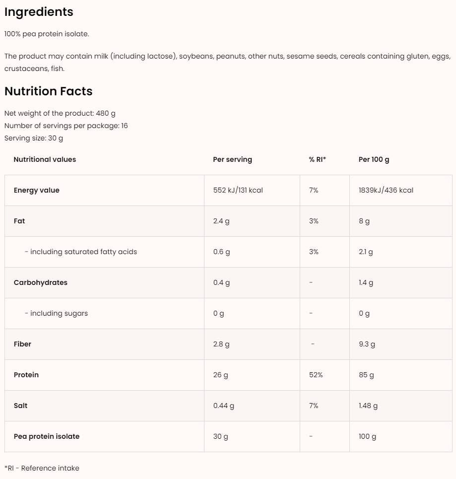 Pea Protein Isolate | with 85% Protein - 480 грама