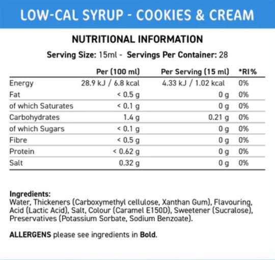 Fit Cuisine Low-Cal Syrup | Cookies & Cream - 425 мл