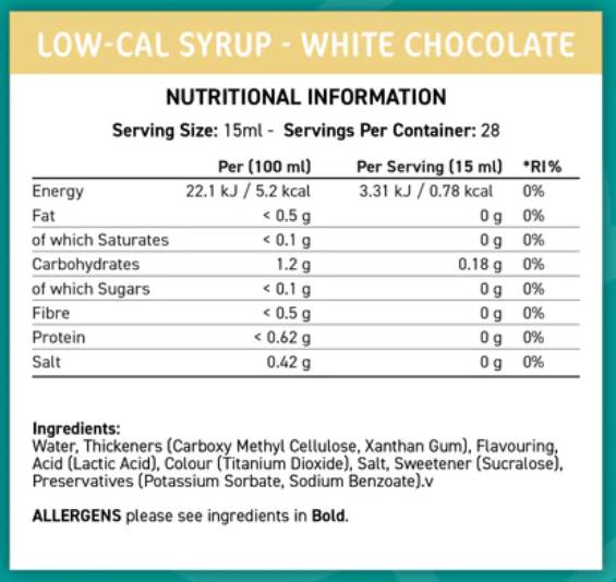 Fit Cuisine Low-Cal Syrup | White Chocolate - 425 мл