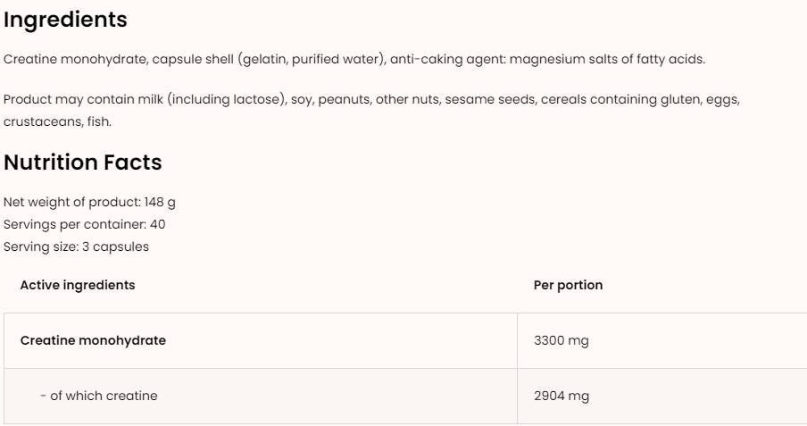 Creatine Monohydrate 3300 - 120 капсули