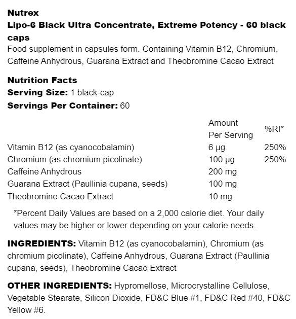 Lipo-6 Black Ultra Concentrate | Extreme Potency 60 κάψουλες