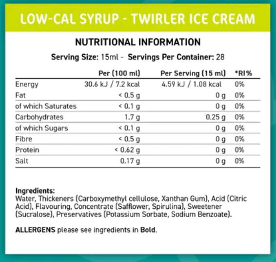 Fit Cuisine Low-Cal Syrup | Twirler Ice Cream - 425 мл