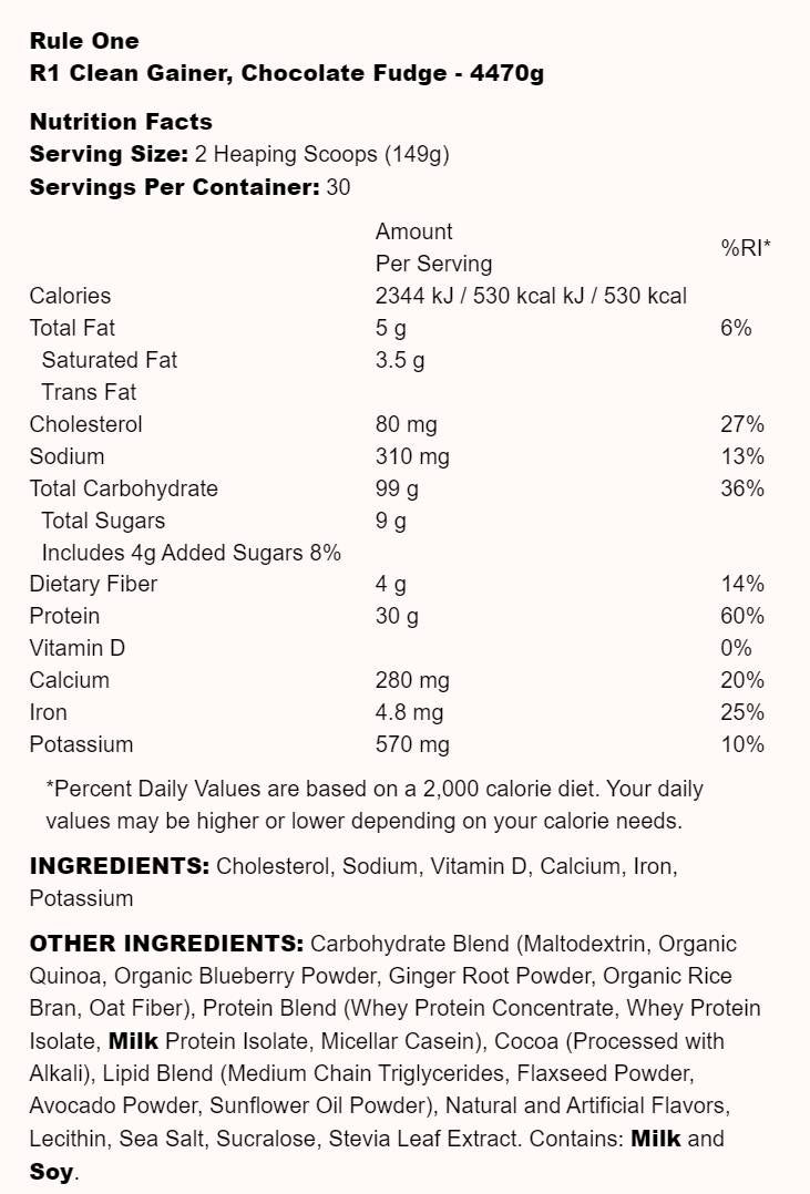 R1 Clean Gainer - 4470 γραμμάρια