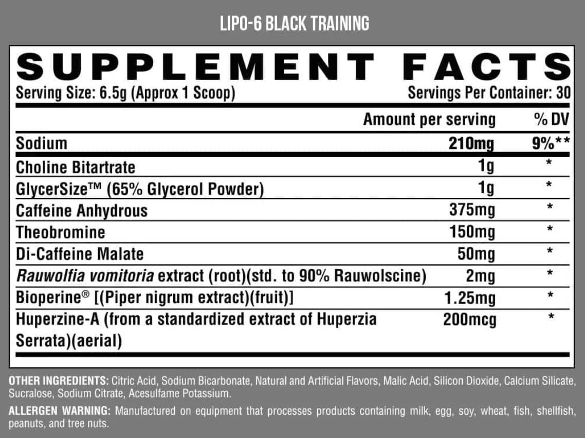 Lipo 6 Black Training / Pre-Workout - 264 γραμμάρια