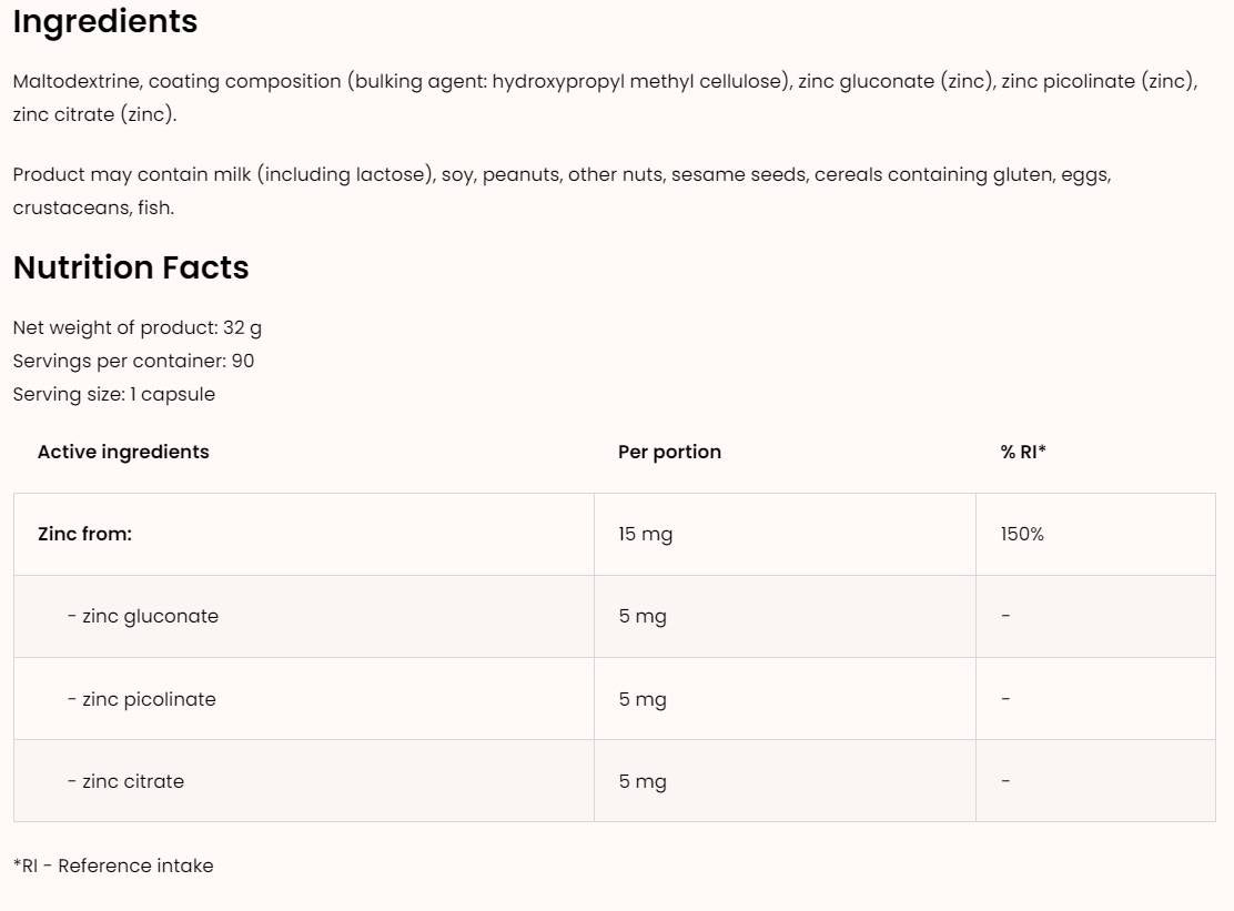 Triple Zinc / Gluconate + Picolinate + Citrate 90 κάψουλες