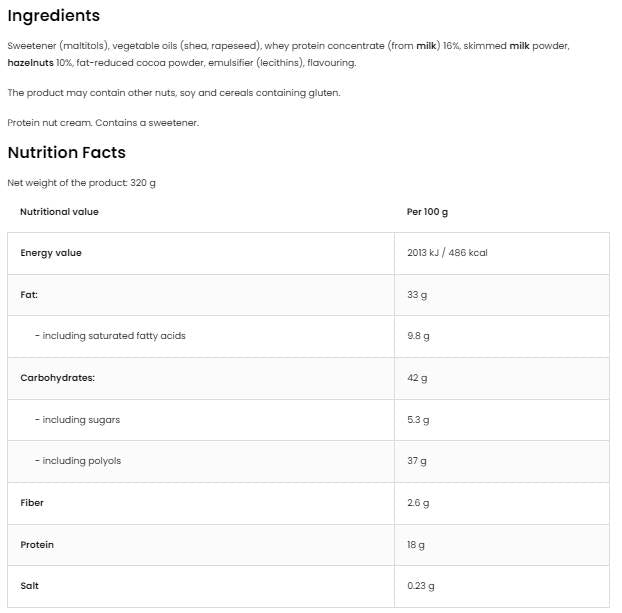 Creametto Protein | High Protein Cream - Hazelnut - 320 грама