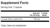 L-Lizină 500 mg - 100 capsule