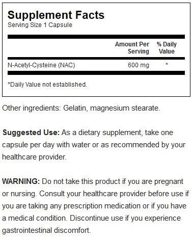 NAC N-Acetyl Cysteine 600 mg 100 капсули