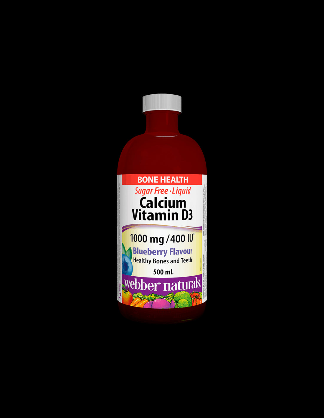 Calcium & Vitamin D3 Liquid/ Калций 1000 mg + Витамин D3 400 IU х 500 ml с вкус на боровинки Webber Naturals