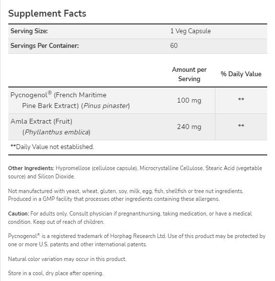 Pycnogenol 100 mg - 60 капсули