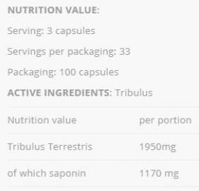 Tribulus 650 mg - 100 капсули