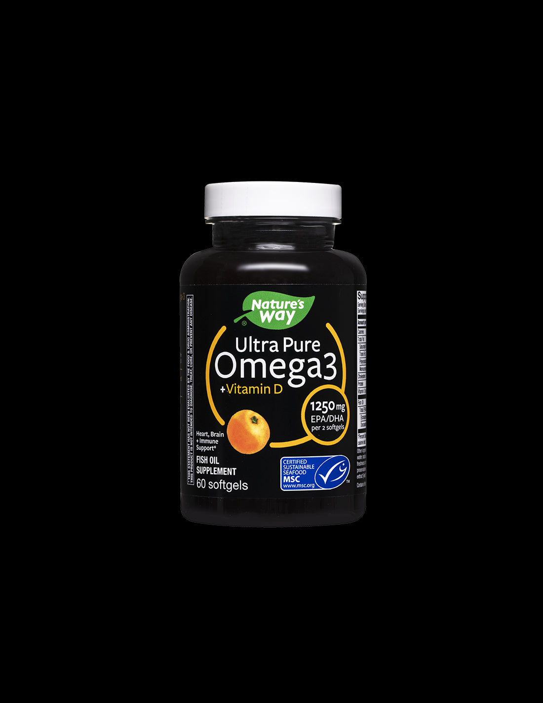 Ultra Pure Omega-3 + Vitamin D3- Ultra Pure Омега-3 1250 mg + Витамин D3 1000 IU, 60 софтгел капсули Nature’s Way