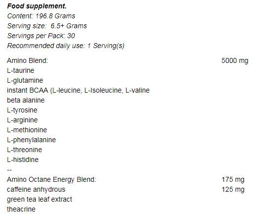 Amino Octane + Energy Blend 196 γραμμάρια