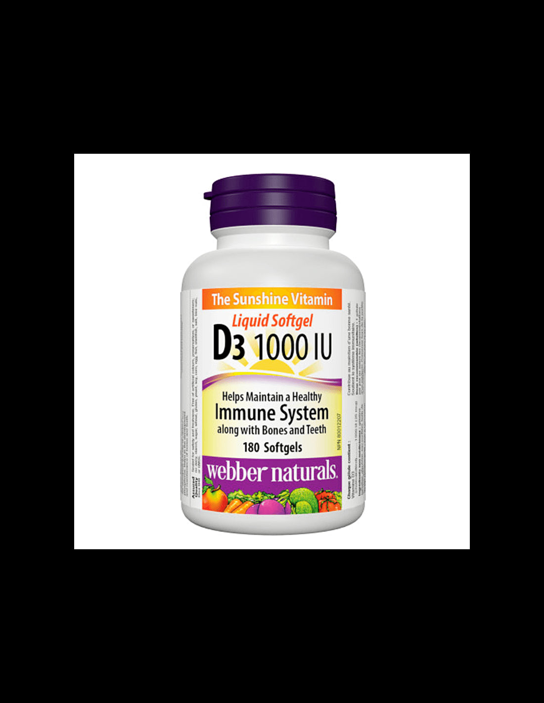 Vitamin D3 1000 IU - Витамин D3, 180 софтгел капсули