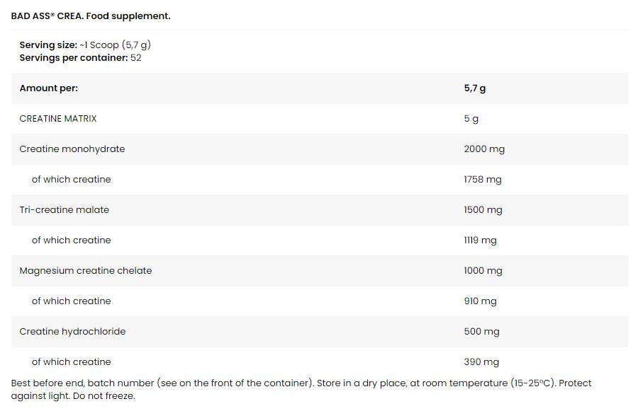 BAD ASS Crea | 4 Advanced Forms of Creatine Matrix - 300 грама