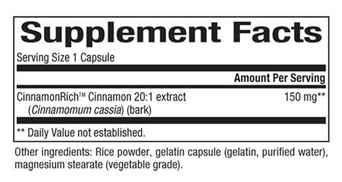 Extract de scorțișoară 150 mg 60 capsule