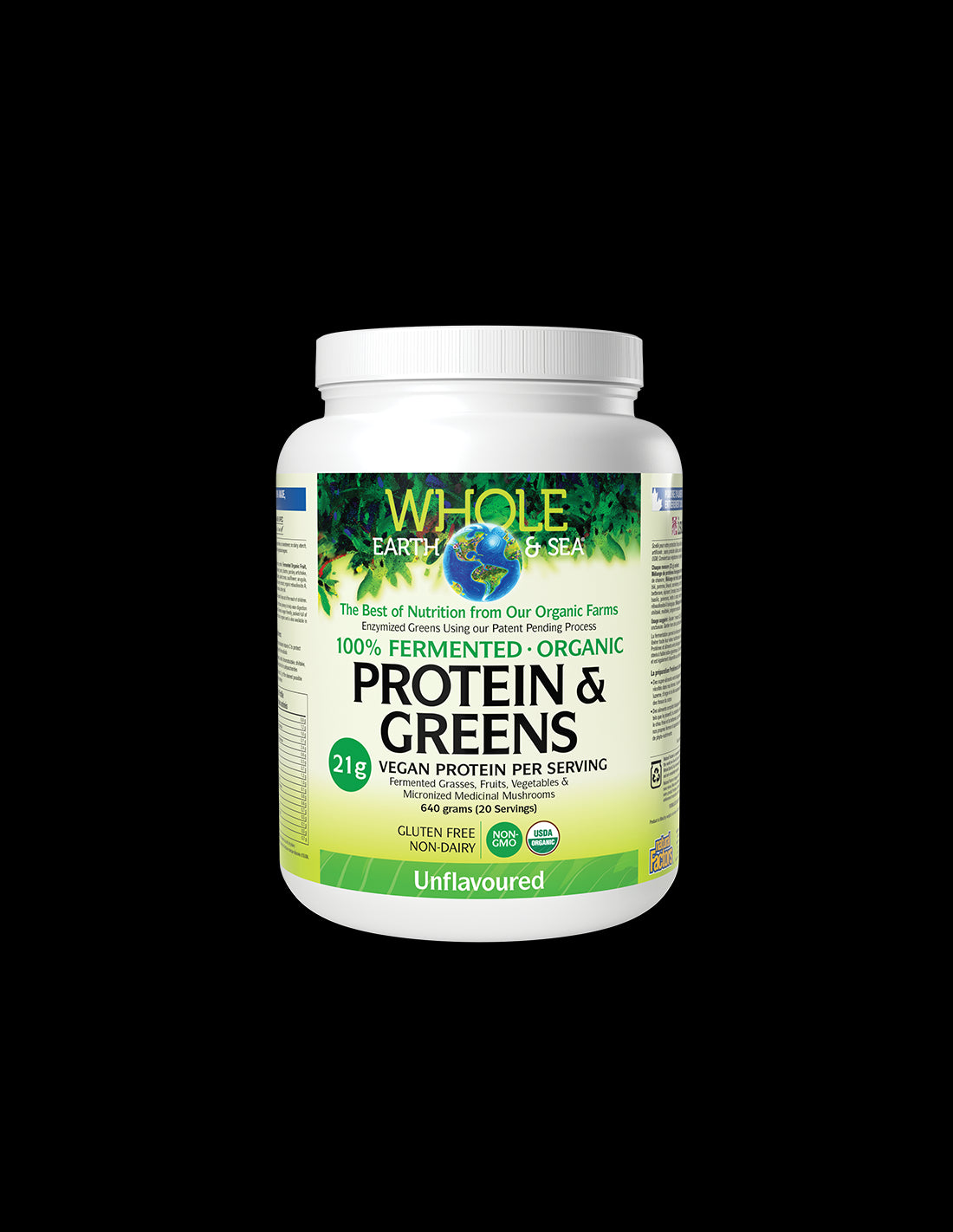 Whole earth and sea® 100 Fermented Organic Protein and Greens (неовкусен), 640 g пудра