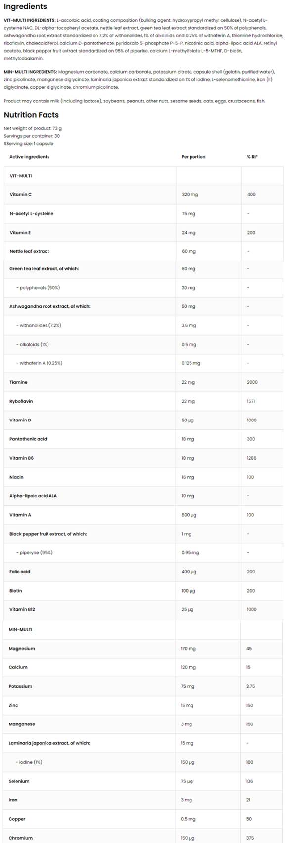 Vit&amp;Min Sport / Vit-Multi και Min-Multi Formula 2 x 30 κάψουλες